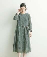PHEJQ23430 GEORGES RECH(小さいサイズ)(メゾン ドゥ サンク) プリントシフォンワンピース ライトグレー