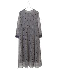 PHEJQ23430 GEORGES RECH(小さいサイズ)(メゾン ドゥ サンク) プリントシフォンワンピース ライトグレー