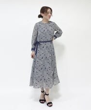 PHEJQ23430 GEORGES RECH(小さいサイズ)(メゾン ドゥ サンク) プリントシフォンワンピース ライトグレー