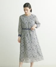 PHEJQ23430 GEORGES RECH(小さいサイズ)(メゾン ドゥ サンク) プリントシフォンワンピース ライトグレー