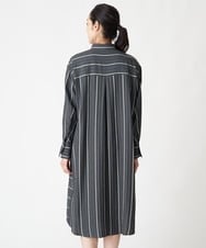 PHEJS16490 GEORGES RECH(小さいサイズ)(メゾン ドゥ サンク)  [日本製]ドビーストライプシャツワンピース ブラック系