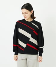 PHFAD04250 GEORGES RECH(小さいサイズ)(メゾン ドゥ サンク) レクタングルインターシャニット アイボリー系