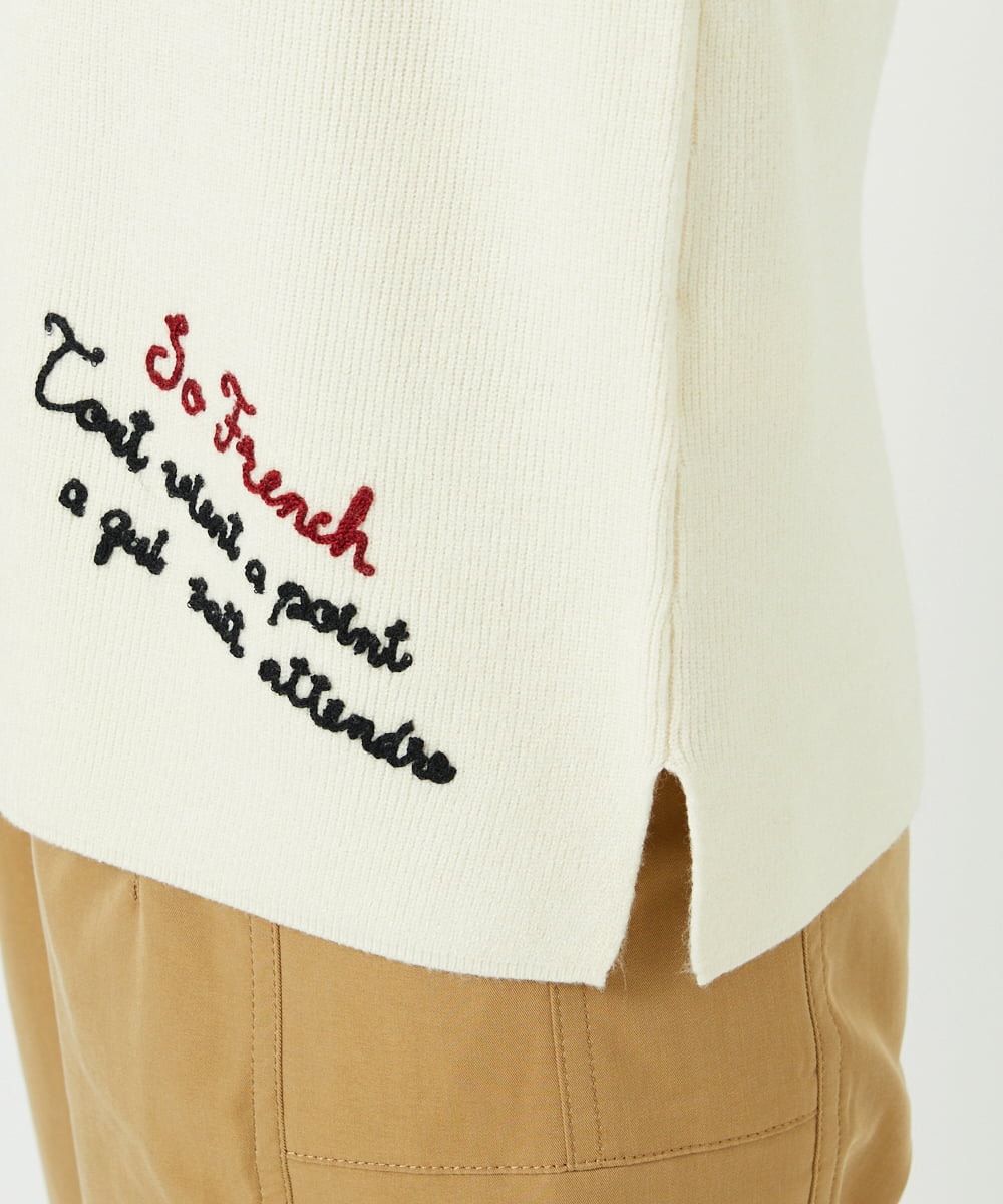 PHFAD05250 GEORGES RECH(小さいサイズ)(メゾン ドゥ サンク) ロゴ刺繍ウールニット アイボリー