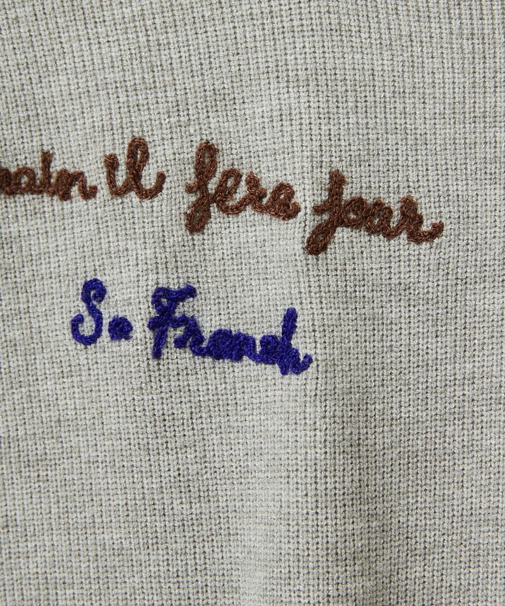 PHFAD05250 GEORGES RECH(小さいサイズ)(メゾン ドゥ サンク) ロゴ刺繍ウールニット アイボリー
