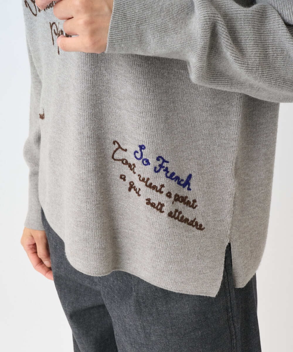 PHFAD05290 GEORGES RECH(小さいサイズ)(メゾン ドゥ サンク) ロゴ刺繍ウールニット アイボリー