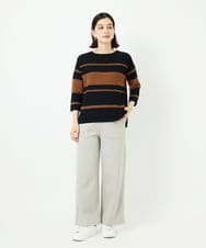 PHFAD08250 GEORGES RECH(小さいサイズ)(メゾン ドゥ サンク) スラブボーダー8分袖ニット ブルー系