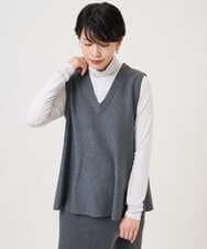 PHFAD33230 GEORGES RECH(小さいサイズ)(メゾン ドゥ サンク)  [セットアップ対応]Vネックフレアニットベスト ライトグレー