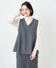 PHFAD33230 GEORGES RECH(小さいサイズ)(メゾン ドゥ サンク)  [セットアップ対応]Vネックフレアニットベスト ライトグレー