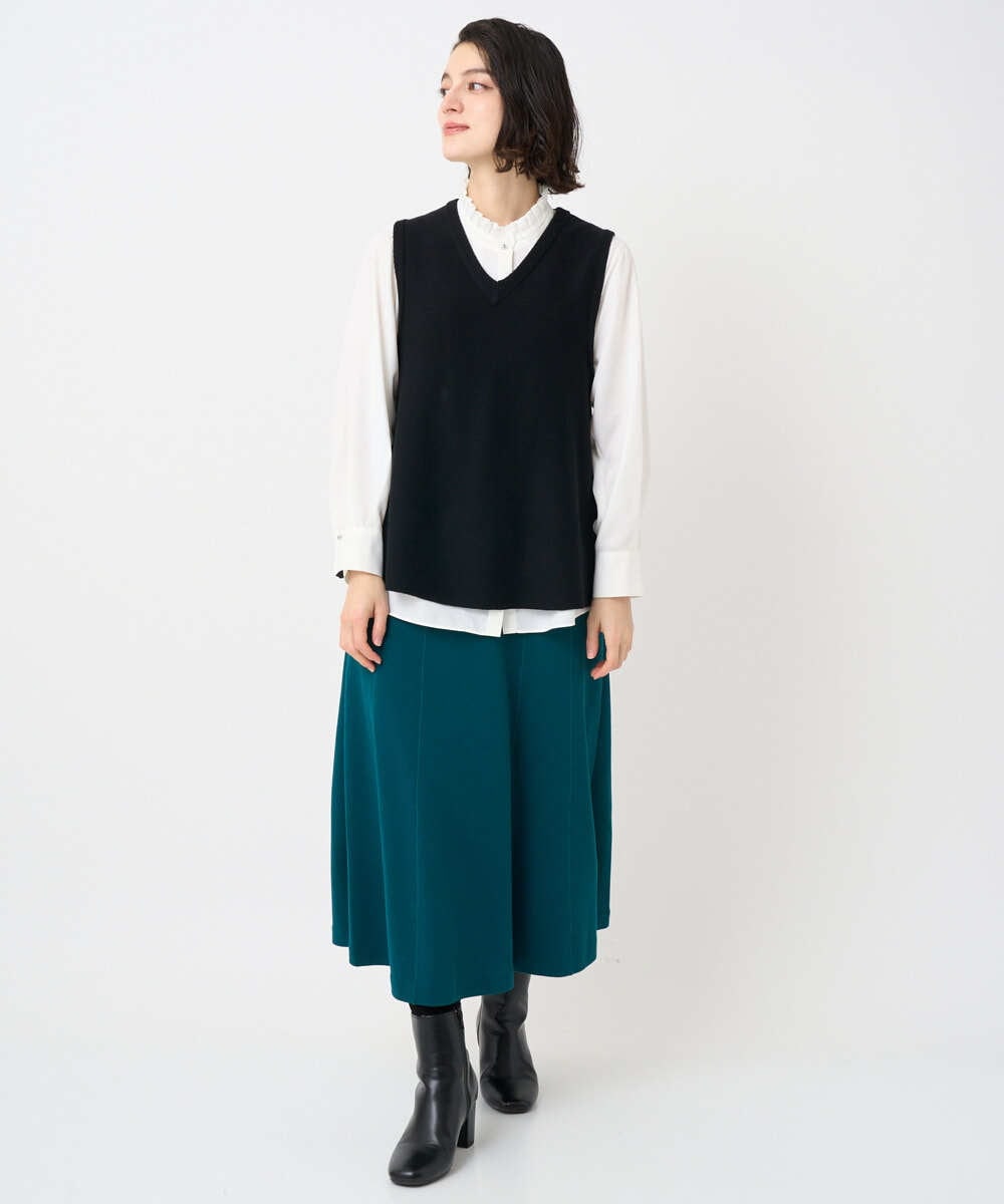 PHFAD33230 GEORGES RECH(小さいサイズ)(メゾン ドゥ サンク)  [セットアップ対応]Vネックフレアニットベスト ライトグレー