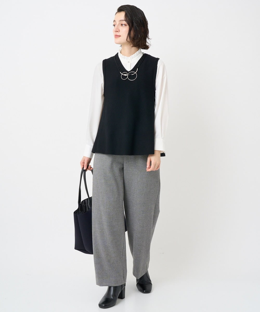 PHFAD33230 GEORGES RECH(小さいサイズ)(メゾン ドゥ サンク)  [セットアップ対応]Vネックフレアニットベスト ライトグレー