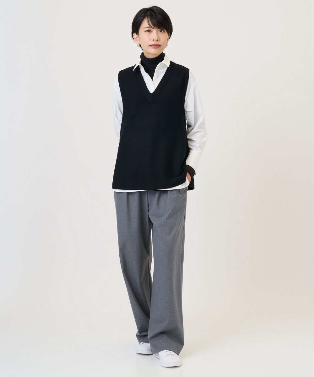 PHFAD33230 GEORGES RECH(小さいサイズ)(メゾン ドゥ サンク)  [セットアップ対応]Vネックフレアニットベスト ライトグレー