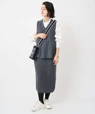 PHFAD33230 GEORGES RECH(小さいサイズ)(メゾン ドゥ サンク)  [セットアップ対応]Vネックフレアニットベスト ライトグレー