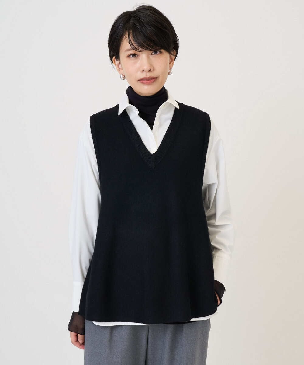PHFAD33230 GEORGES RECH(小さいサイズ)(メゾン ドゥ サンク)  [セットアップ対応]Vネックフレアニットベスト ライトグレー
