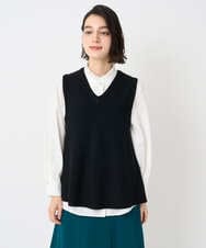 PHFAD33230 GEORGES RECH(小さいサイズ)(メゾン ドゥ サンク)  [セットアップ対応]Vネックフレアニットベスト ライトグレー