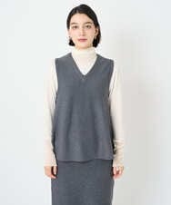 PHFAD33230 GEORGES RECH(小さいサイズ)(メゾン ドゥ サンク)  [セットアップ対応]Vネックフレアニットベスト ライトグレー