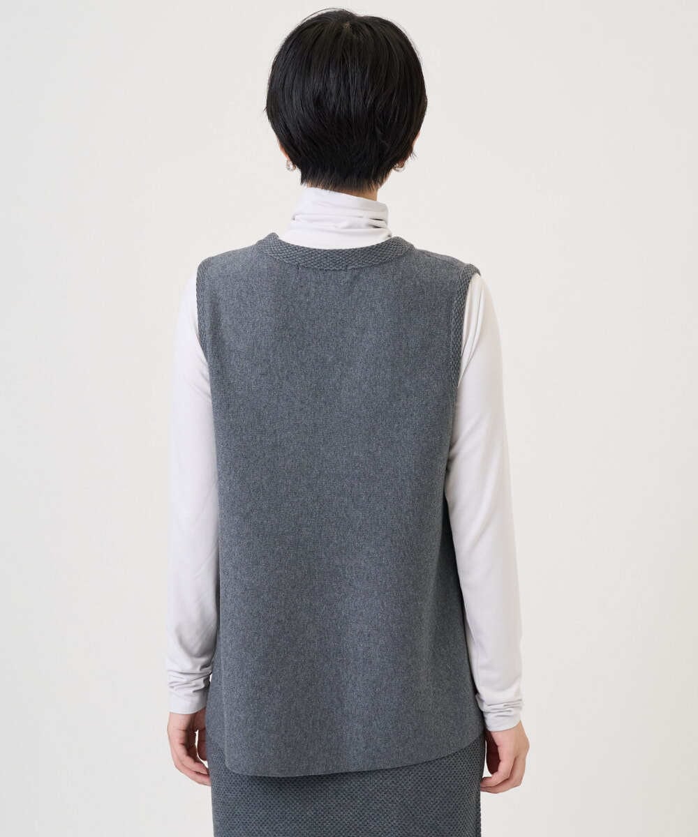 PHFAD33230 GEORGES RECH(小さいサイズ)(メゾン ドゥ サンク)  [セットアップ対応]Vネックフレアニットベスト ライトグレー
