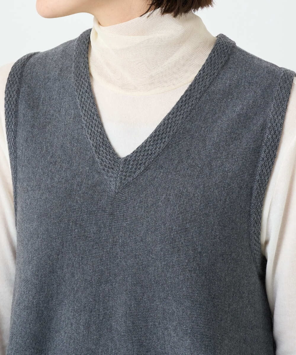 PHFAD33230 GEORGES RECH(小さいサイズ)(メゾン ドゥ サンク)  [セットアップ対応]Vネックフレアニットベスト ライトグレー