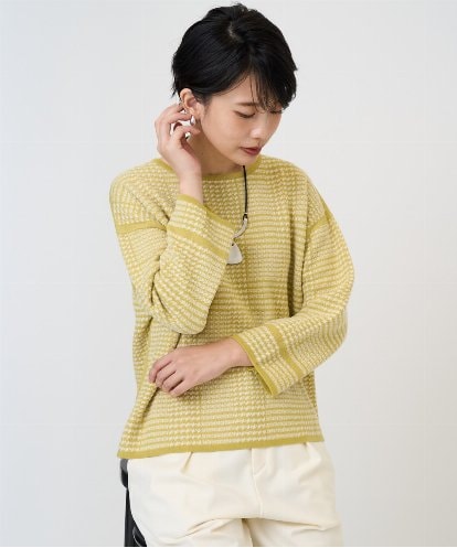 PHFAD34230 GEORGES RECH(小さいサイズ) ブークレチェックジャカード7分袖ニット