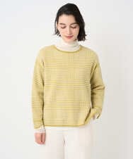 PHFAD34230 GEORGES RECH(小さいサイズ)(メゾン ドゥ サンク) ブークレチェックジャカード7分袖ニット イエロー