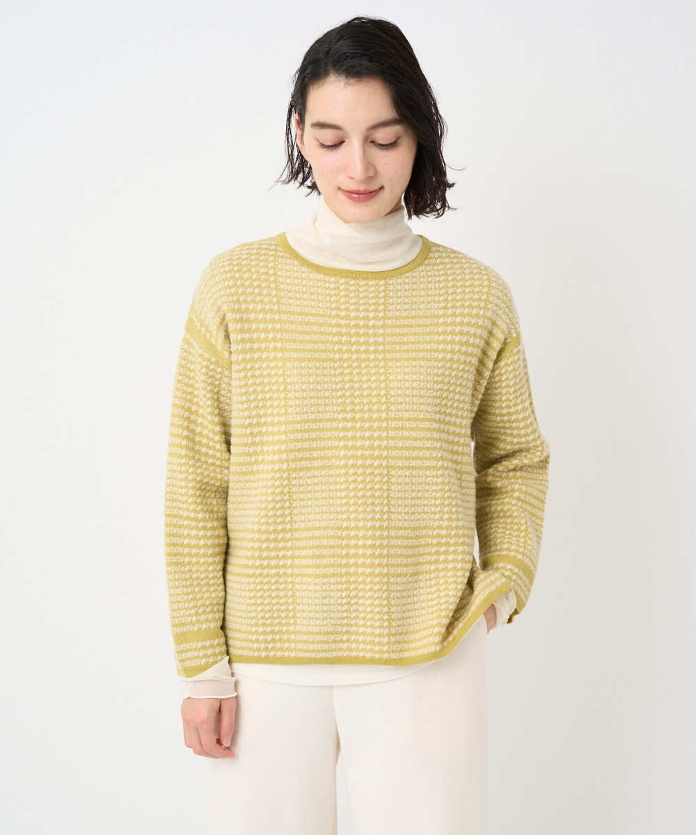 PHFAD34230 GEORGES RECH(小さいサイズ) ブークレチェックジャカード7分袖ニット