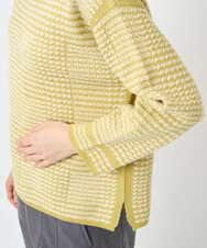 PHFAD34230 GEORGES RECH(小さいサイズ)(メゾン ドゥ サンク) ブークレチェックジャカード7分袖ニット イエロー