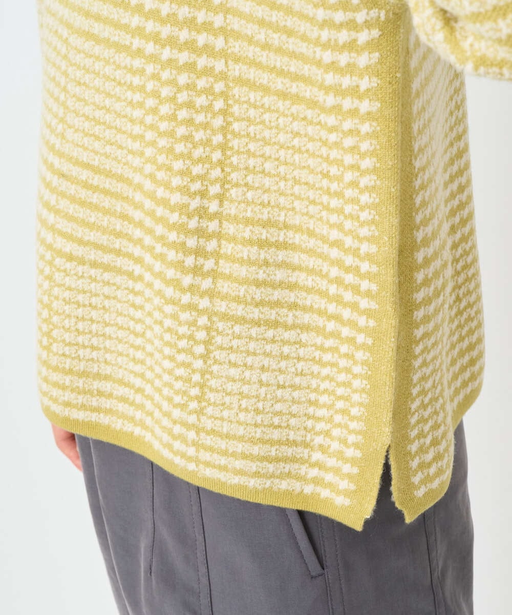 PHFAD34230 GEORGES RECH(小さいサイズ)(メゾン ドゥ サンク) ブークレチェックジャカード7分袖ニット イエロー