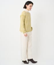 PHFAD34230 GEORGES RECH(小さいサイズ)(メゾン ドゥ サンク) ブークレチェックジャカード7分袖ニット イエロー