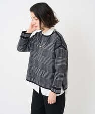 PHFAD34230 GEORGES RECH(小さいサイズ)(メゾン ドゥ サンク) ブークレチェックジャカード7分袖ニット イエロー