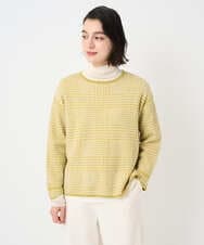 PHFAD34230 GEORGES RECH(小さいサイズ)(メゾン ドゥ サンク) ブークレチェックジャカード7分袖ニット イエロー