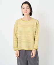 PHFAD34230 GEORGES RECH(小さいサイズ)(メゾン ドゥ サンク) ブークレチェックジャカード7分袖ニット イエロー