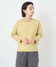 PHFAD34230 GEORGES RECH(小さいサイズ)(メゾン ドゥ サンク) ブークレチェックジャカード7分袖ニット イエロー