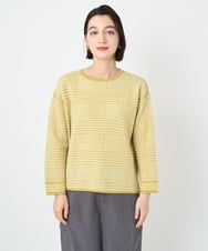 PHFAD34230 GEORGES RECH(小さいサイズ)(メゾン ドゥ サンク) ブークレチェックジャカード7分袖ニット イエロー