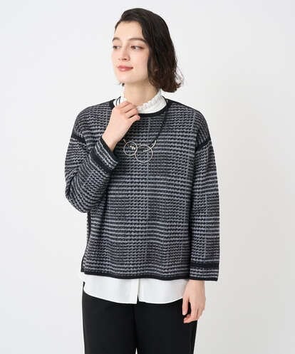 PHFAD34230 GEORGES RECH(小さいサイズ) ブークレチェックジャカード7分袖ニット