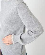 PHFAD35180 GEORGES RECH(小さいサイズ)(メゾン ドゥ サンク) シアーフリルセミハイネックニット ライトグレー