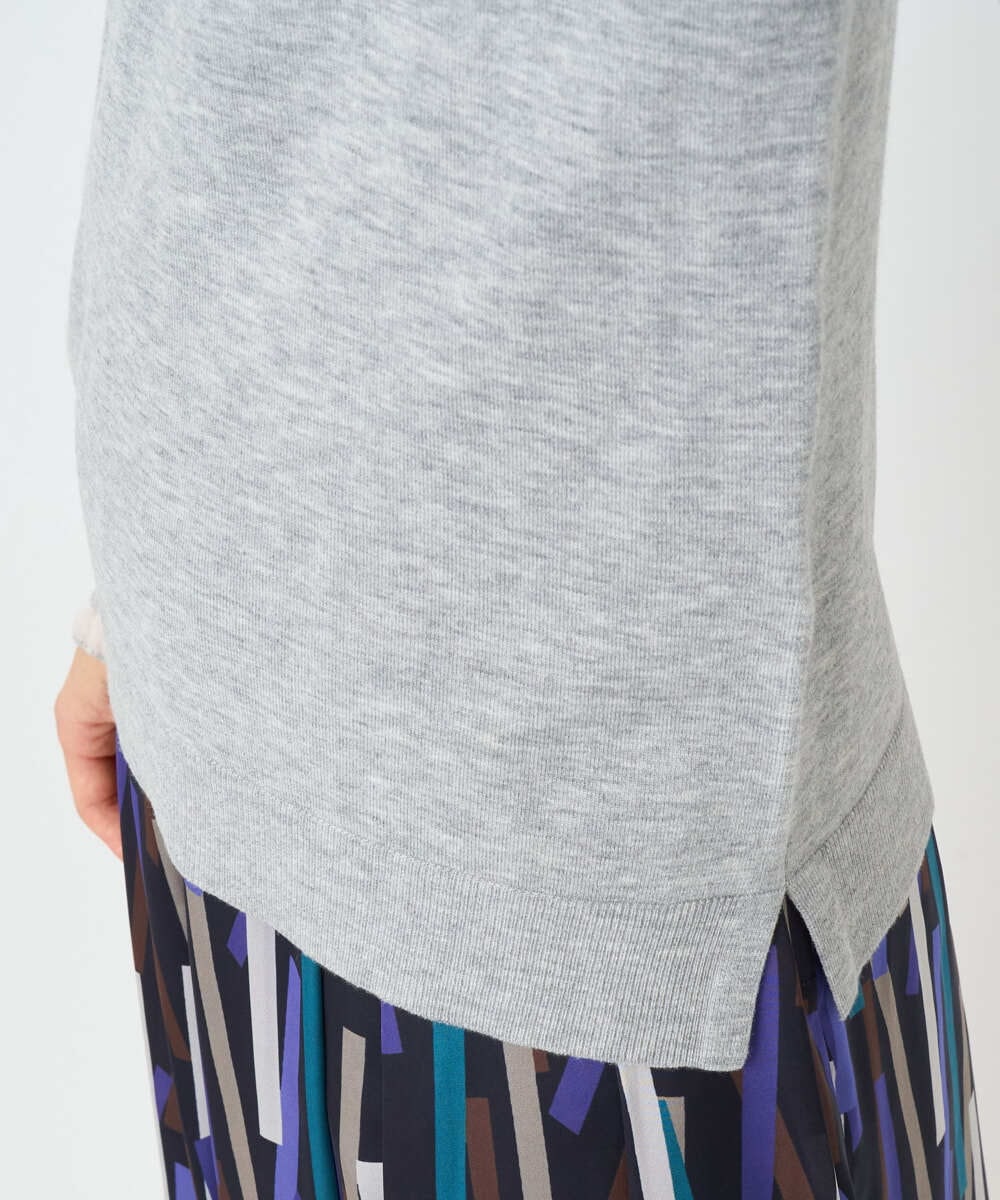 PHFAD35180 GEORGES RECH(小さいサイズ)(メゾン ドゥ サンク) シアーフリルセミハイネックニット ライトグレー