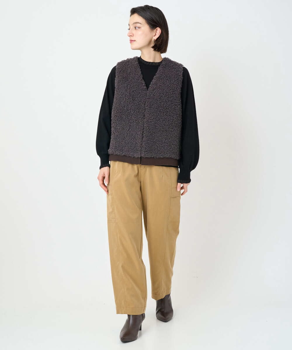 PHFAD35180 GEORGES RECH(小さいサイズ)(メゾン ドゥ サンク) シアーフリルセミハイネックニット ライトグレー