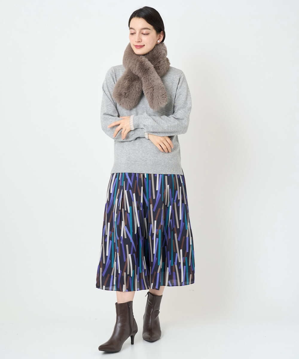 PHFAD35180 GEORGES RECH(小さいサイズ)(メゾン ドゥ サンク) シアーフリルセミハイネックニット ライトグレー