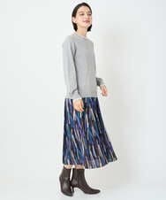 PHFAD35180 GEORGES RECH(小さいサイズ)(メゾン ドゥ サンク) シアーフリルセミハイネックニット ライトグレー