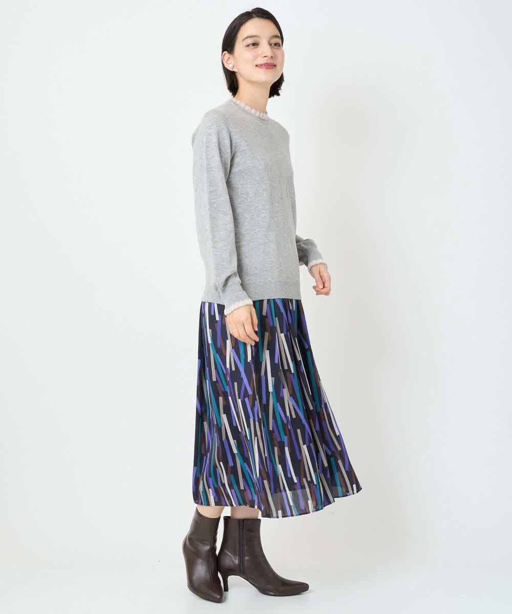 PHFAD35180 GEORGES RECH(小さいサイズ)(メゾン ドゥ サンク) シアーフリルセミハイネックニット ライトグレー