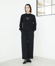 PHFAD35180 GEORGES RECH(小さいサイズ)(メゾン ドゥ サンク) シアーフリルセミハイネックニット ライトグレー