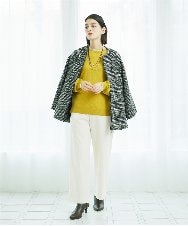 PHFAD35180 GEORGES RECH(小さいサイズ)(メゾン ドゥ サンク) シアーフリルセミハイネックニット ライトグレー