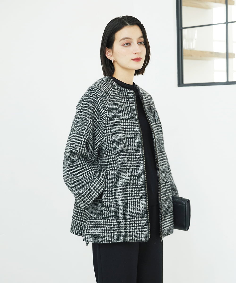 PHFAD35180 GEORGES RECH(小さいサイズ)(メゾン ドゥ サンク) シアーフリルセミハイネックニット ライトグレー