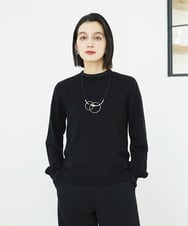 PHFAD35180 GEORGES RECH(小さいサイズ)(メゾン ドゥ サンク) シアーフリルセミハイネックニット ブラック