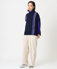PHFAG13230 GEORGES RECH(小さいサイズ)(メゾン ドゥ サンク) カラーブロックニットポンチョ ネイビー