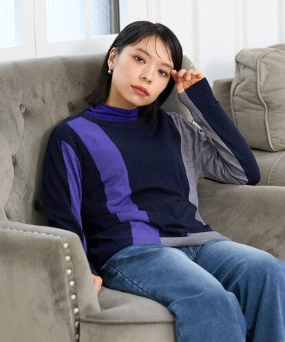 PHFAG14240  カラーブロックニットプルオーバー