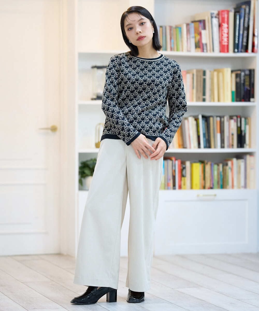 PHFAG22270 GEORGES RECH(小さいサイズ)(メゾン ドゥ サンク)  [日本製]GRロゴコットンジャガードニット パープル