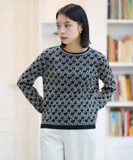 PHFAG22270 GEORGES RECH(小さいサイズ)(メゾン ドゥ サンク)  [日本製]GRロゴコットンジャガードニット パープル