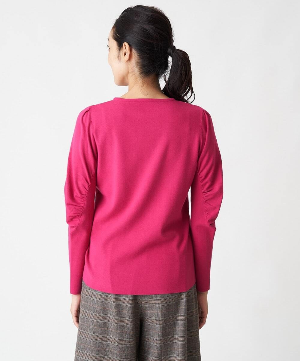 PHFAV57190 GEORGES RECH(小さいサイズ)(メゾン ドゥ サンク) レーヨンストレッチギャザースリーブニット[洗える] ピンク