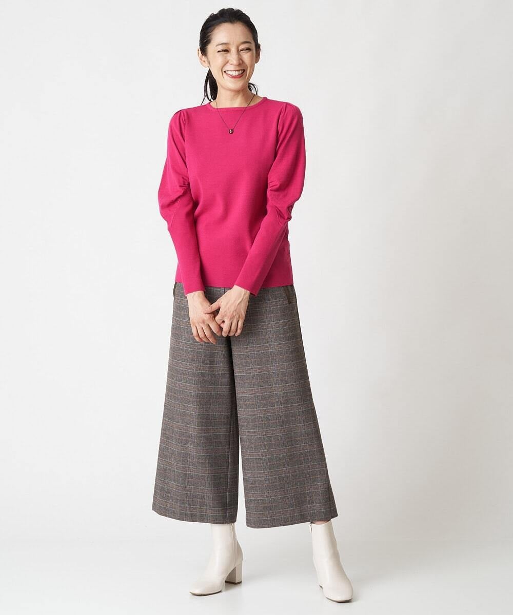 PHFAV57190 GEORGES RECH(小さいサイズ)(メゾン ドゥ サンク) レーヨンストレッチギャザースリーブニット[洗える] ピンク