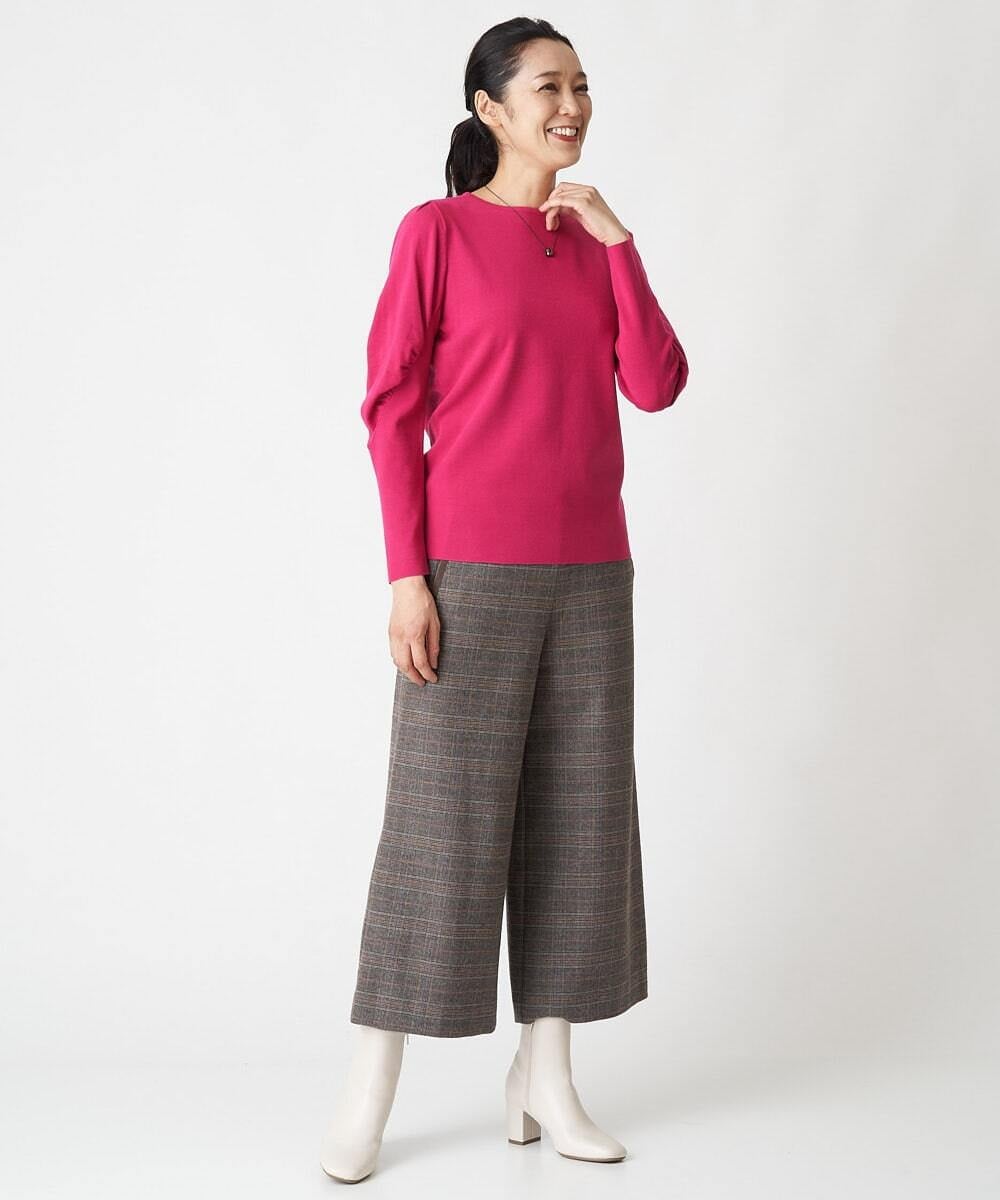 PHFAV57190 GEORGES RECH(小さいサイズ)(メゾン ドゥ サンク) レーヨンストレッチギャザースリーブニット[洗える] ピンク